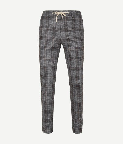 Suitable chino ruiten donkergrijs