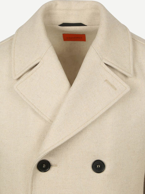 Coat caban wol blend ecru