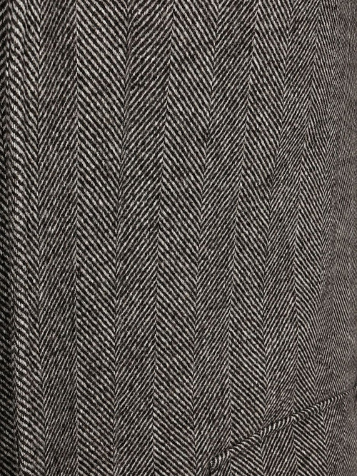 Coat longsaddle herringbone bruin