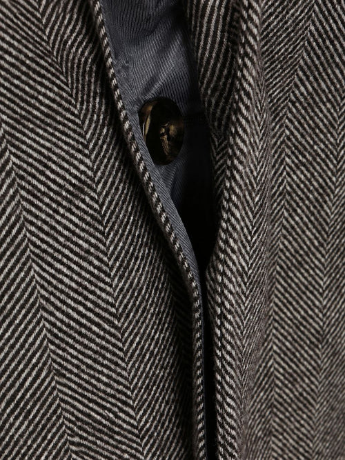 Coat longsaddle herringbone bruin