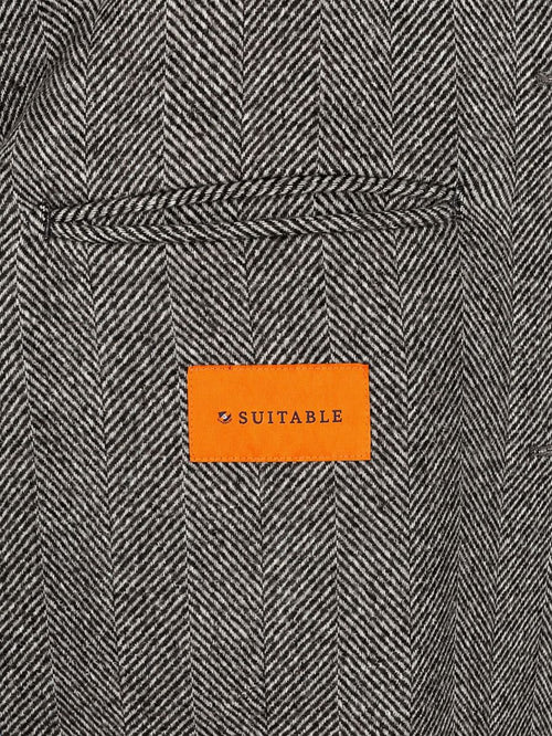 Coat longsaddle herringbone bruin