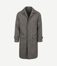 Coat longsaddle herringbone bruin