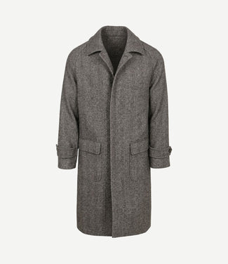 Coat longsaddle herringbone bruin