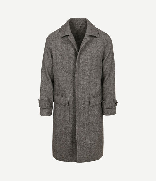 Coat longsaddle herringbone bruin