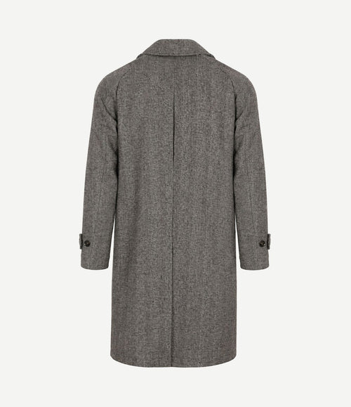 Coat longsaddle herringbone bruin