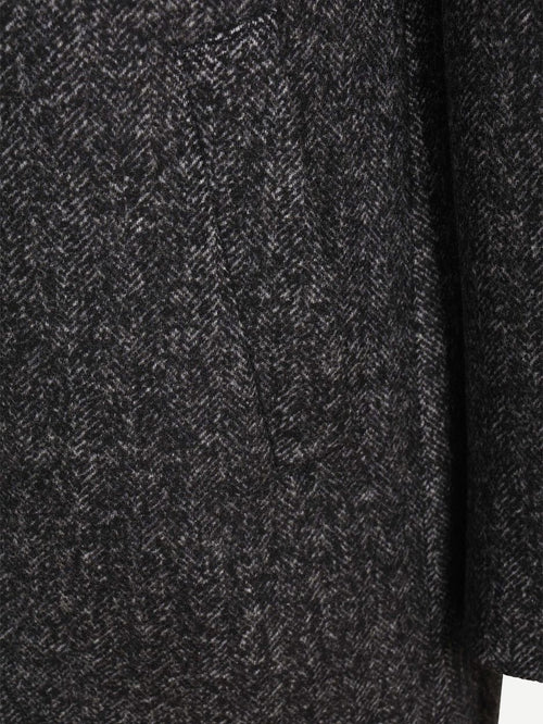 Coat wol herringbone donkerblauw