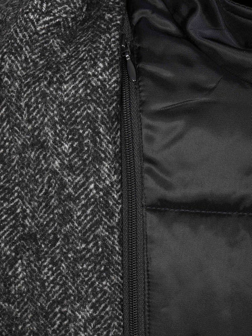 Coat wol herringbone donkerblauw