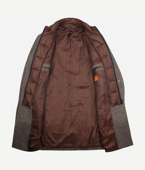Suitable coat wol pepita beige camel | Slim-fit