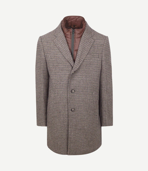 Coat wol pepita beige camel