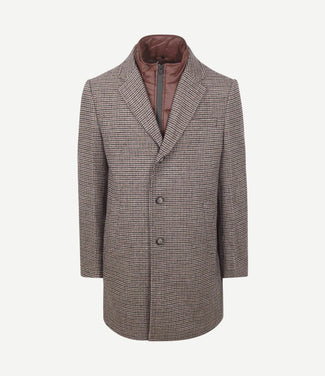 Coat wol pepita beige camel