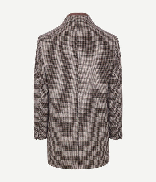 Suitable coat wol pepita beige camel | Slim-fit