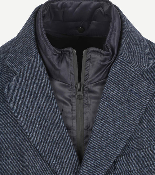 Coat wol twill donkerblauw
