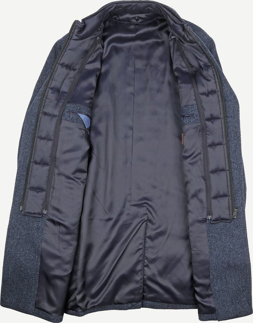 Coat wol twill donkerblauw