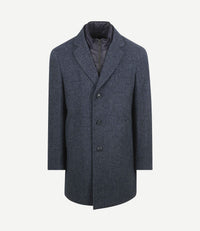 Coat wol twill donkerblauw