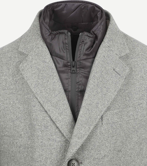 Suitable coat wol twill grijs | Slim-fit