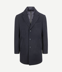 Coat wol twill donkerblauw