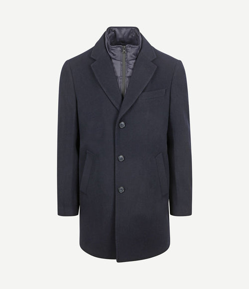 Coat wol twill donkerblauw