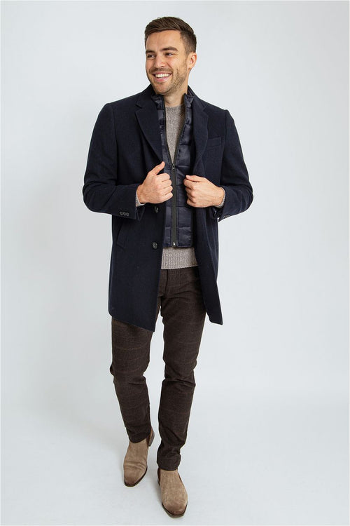Suitable coat wol twill donkerblauw | Slim-fit
