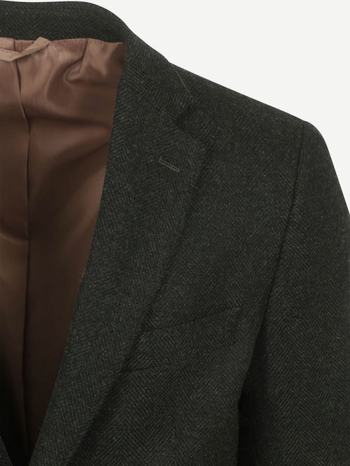 Colbert herringbone merinowol donkergroen