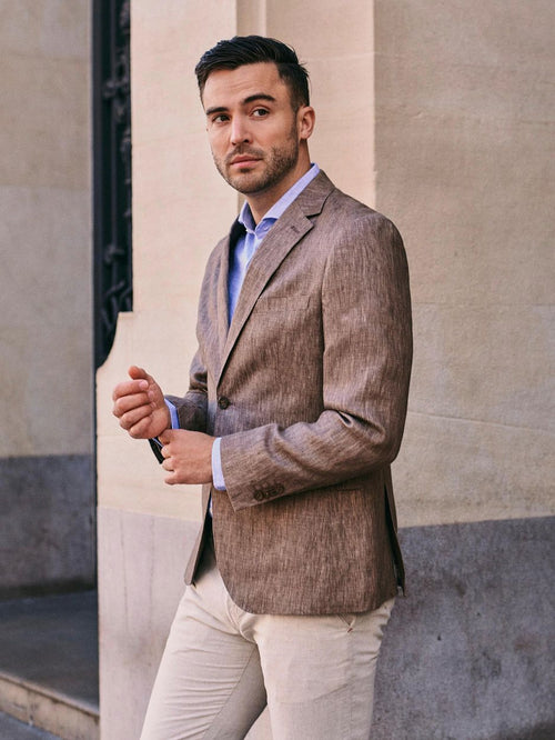 Blazer linen twill bruin