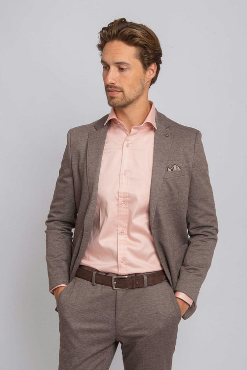 Suitable colbert fame pied de poule bruin | Slim-fit