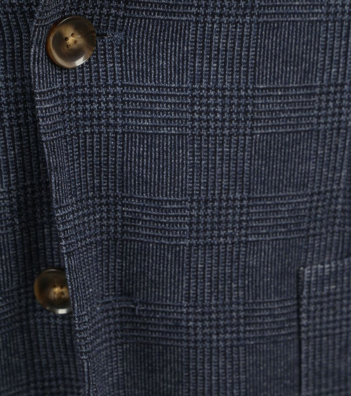 Suitable colbert fame ruiten donkerblauw | Slim-fit