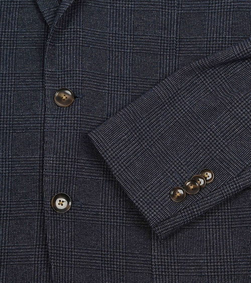 Suitable colbert fame ruiten donkerblauw | Slim-fit