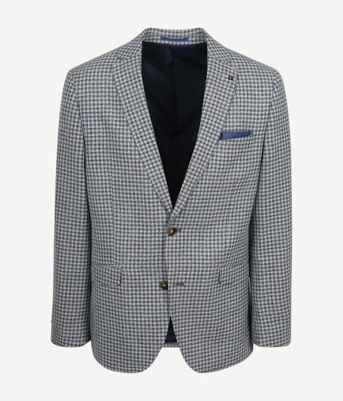 Colbert grou check royal blauw