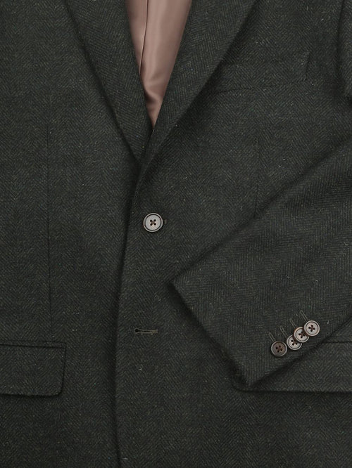 Colbert herringbone merinowol donkergroen