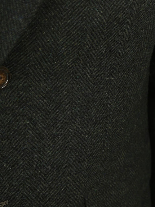 Colbert herringbone merinowol donkergroen