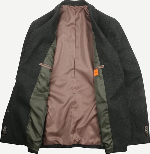 Colbert herringbone merinowol donkergroen