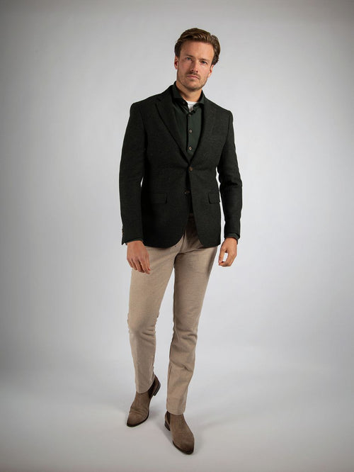 Colbert herringbone merinowol donkergroen
