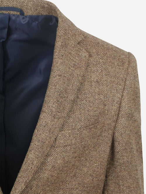 Colbert herringbone merinowol lichtbruin