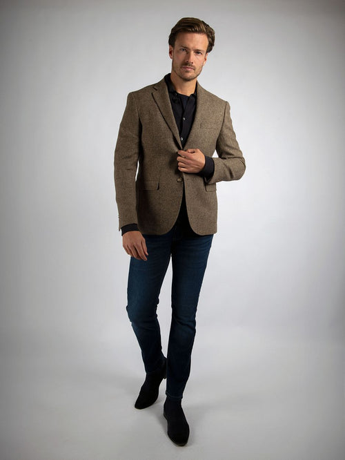 Suitable colbert herringbone merinowol lichtbruin