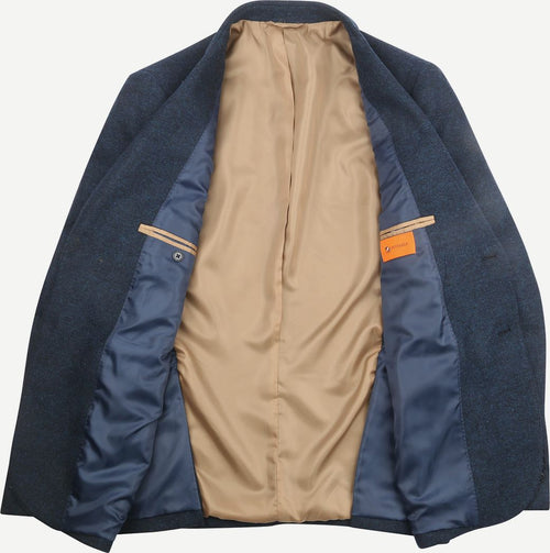 Colbert herringbone merinowol donkerblauw