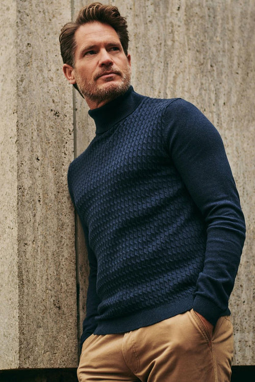Suitable coltrui cable donkerblauw | Slim-fit