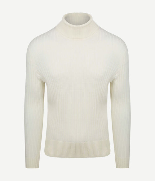 Suitable coltrui rib merino off white | Slim-fit