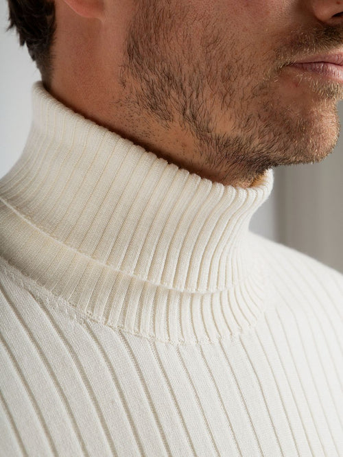 Suitable coltrui rib merino off white | Slim-fit