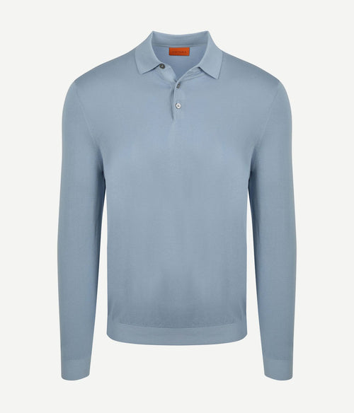 Compact cotton poloshirt staal blauw