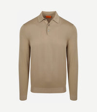Compact cotton poloshirt taupe