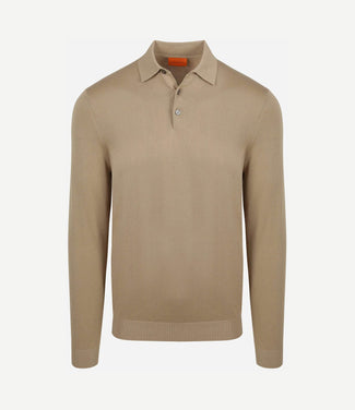Compact cotton poloshirt taupe