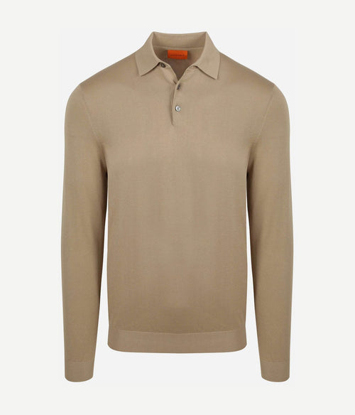 Compact cotton poloshirt taupe