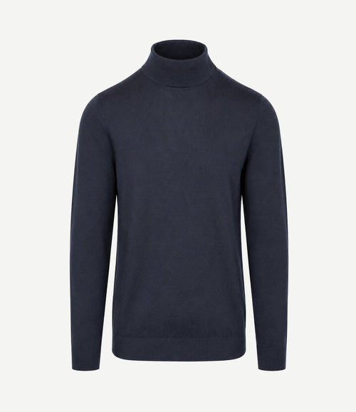 Compact cotton pullover turtle donkerblauw