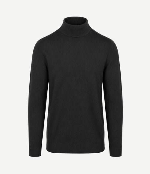 Compact cotton pullover turtle zwart