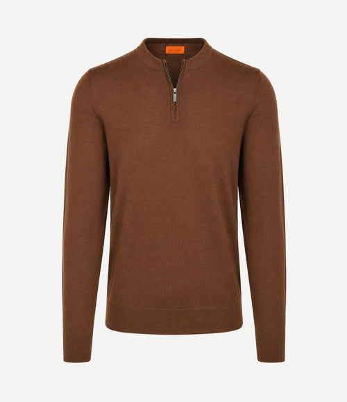 Crew zip merino bruin