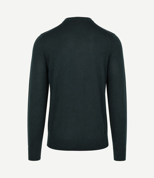 Crew zip merino donkergroen