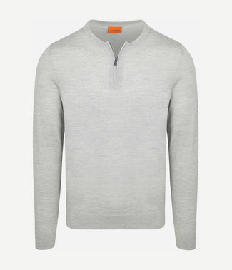 Crew zip merino grijs
