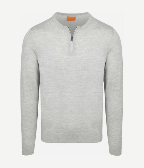Crew zip merino grijs