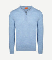 Crew zip merino lichtblauw