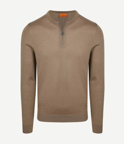 Crew zip merino taupe